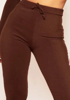 Sophie Chocolate Soft Ribbed Drawstring Joggers