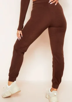 Sophie Chocolate Soft Ribbed Drawstring Joggers