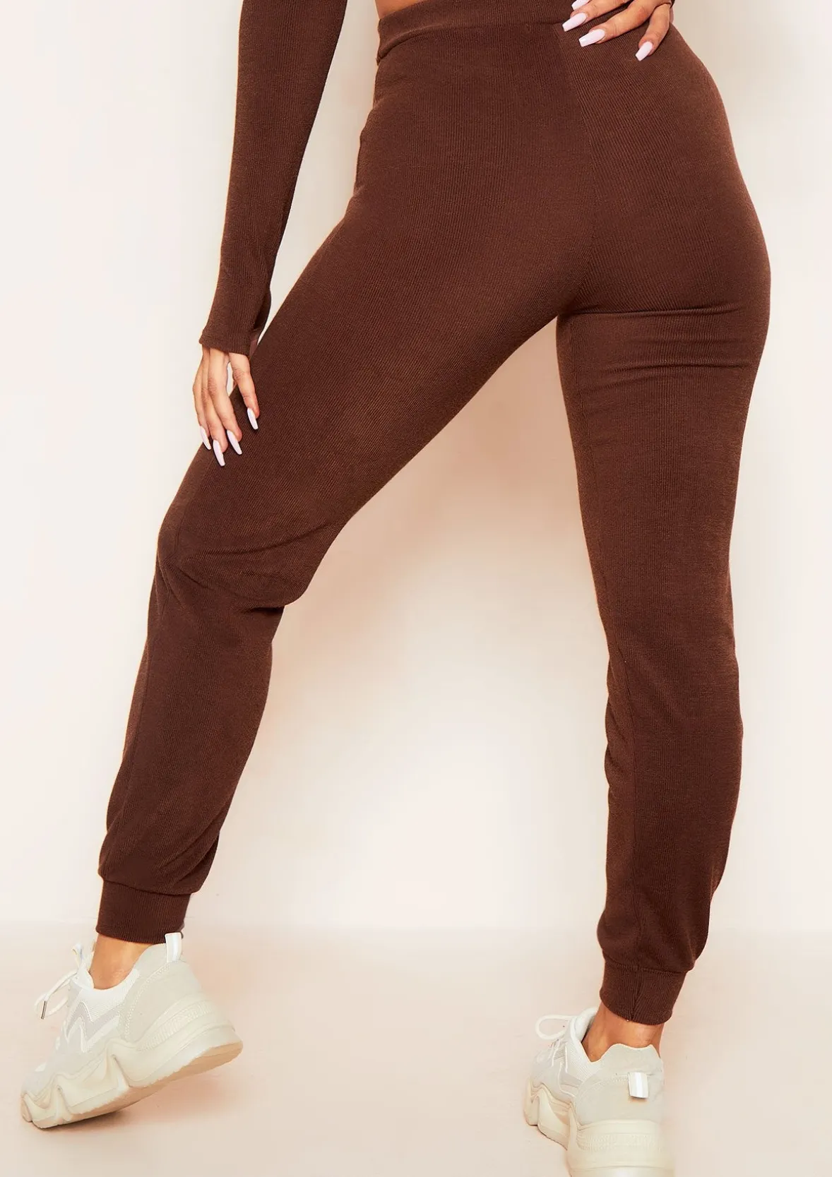 Sophie Chocolate Soft Ribbed Drawstring Joggers