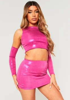 Stephanie Pink Metallic Micro Mini Skirt
