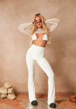 Summer Cream Flare Co-ord Trousers