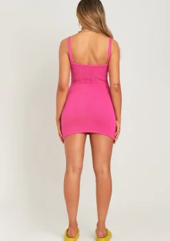 Sydney Pink Cable Knit Strappy Knitted Mini Dress
