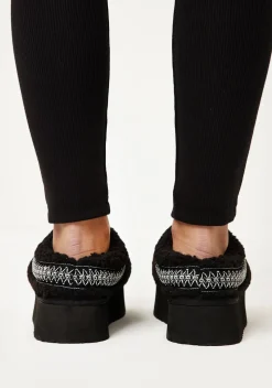 Tammy Black Platform Faux Shearling Slip On Boots