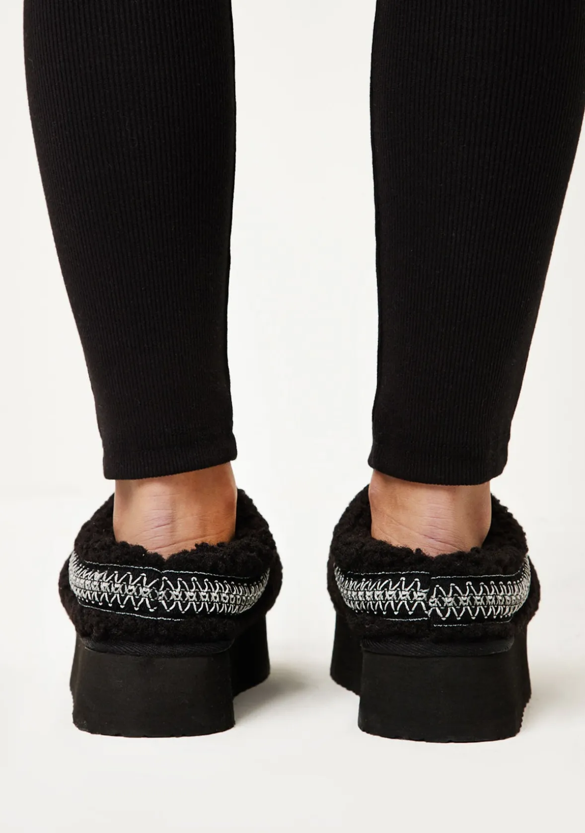 Tammy Black Platform Faux Shearling Slip On Boots