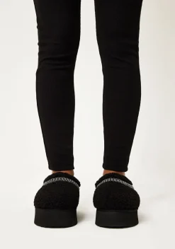 Tammy Black Platform Faux Shearling Slip On Boots