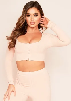 Tavia Peach Popper Ribbed Crop Top