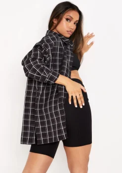 Teresa Black And White Longline Checked Oversized Shirt