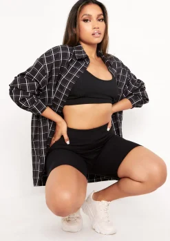 Teresa Black And White Longline Checked Oversized Shirt