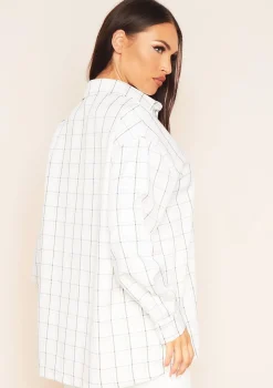 Teresa White Longline Checked Oversized Shirt