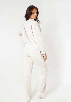 Tess Cream Bomber Jacket Sweatshirt