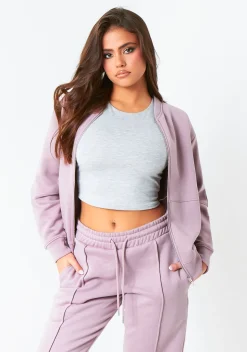 Tess Mauve Purple Bomber Jacket Sweatshirt