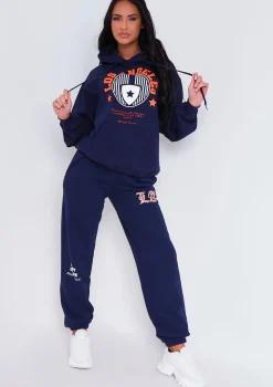Teyana Navy Los Angeles Varsity Slogan Joggers