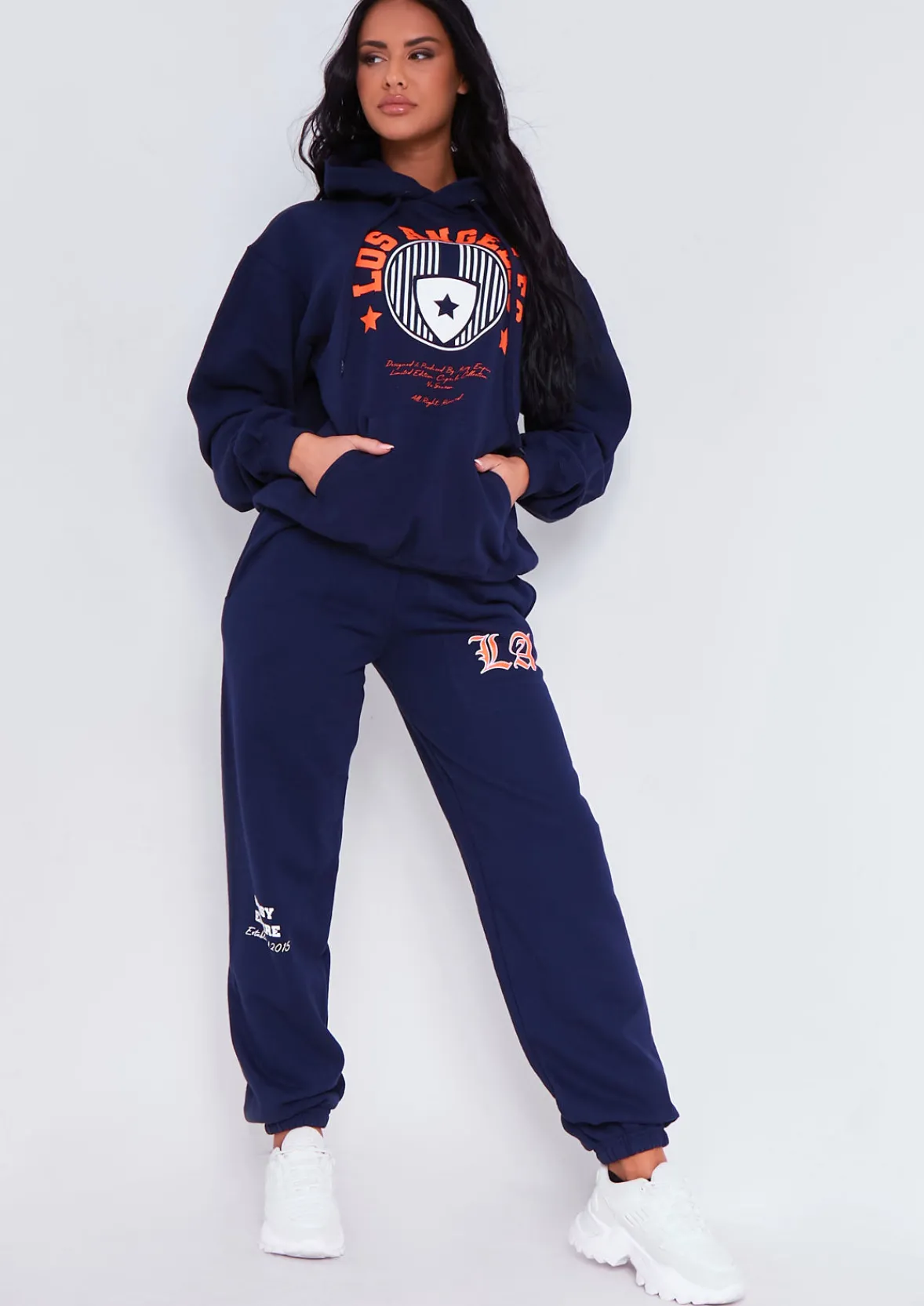 Teyana Navy Los Angeles Varsity Slogan Joggers