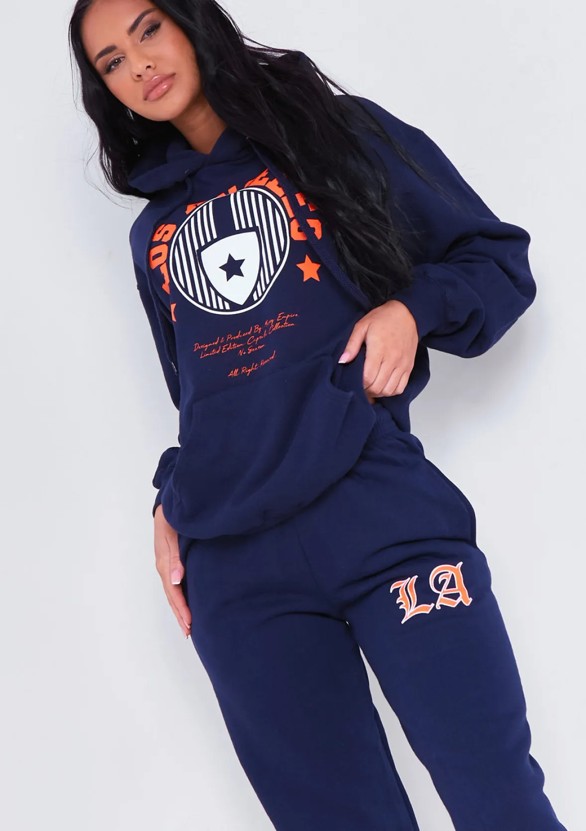 Teyana Navy Los Angeles Varsity Slogan Joggers
