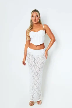 Thalia White Lace Maxi Skirt