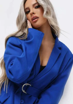Tia Royal Blue Oversized Belted Blazer