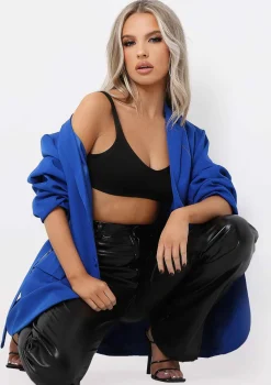 Tia Royal Blue Oversized Belted Blazer