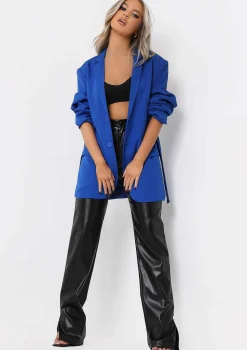 Tia Royal Blue Oversized Belted Blazer