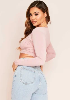 Tilda Rose Basic Jersey V Plunge Crop Top