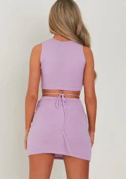 Tyra Lilac Knitted Lace Front Crop Top
