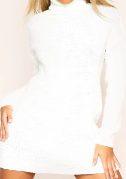 Vena Cream Knitted Roll Neck Jumper Dress