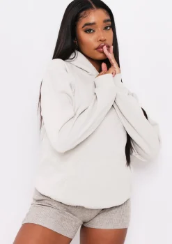 Vickie Beige Oversized Drawstring Hoodie