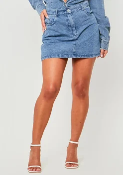 Vivianne Blue Washed Denim Micro Mini Skirt