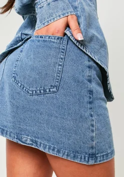 Vivianne Blue Washed Denim Micro Mini Skirt