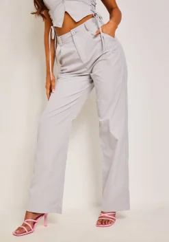 Yasmin Light Grey Straight Leg Trousers