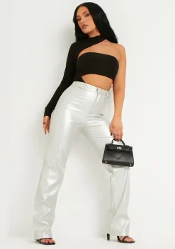 Yasmine Black One Sleeve Cut Out Bodysuit