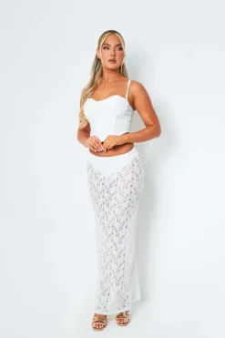 Zoya White Lace Detail Corset Top